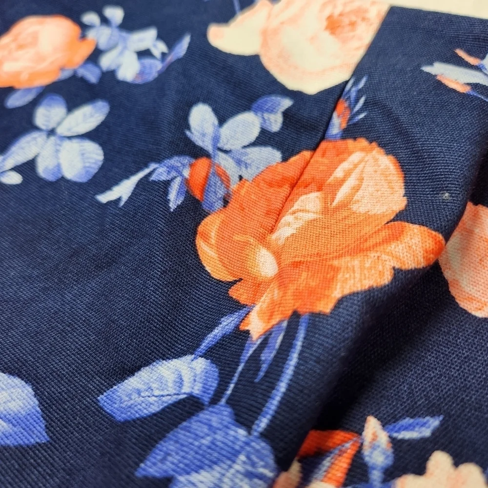 Talbots Floral Navy Pencil Skirt Size 4